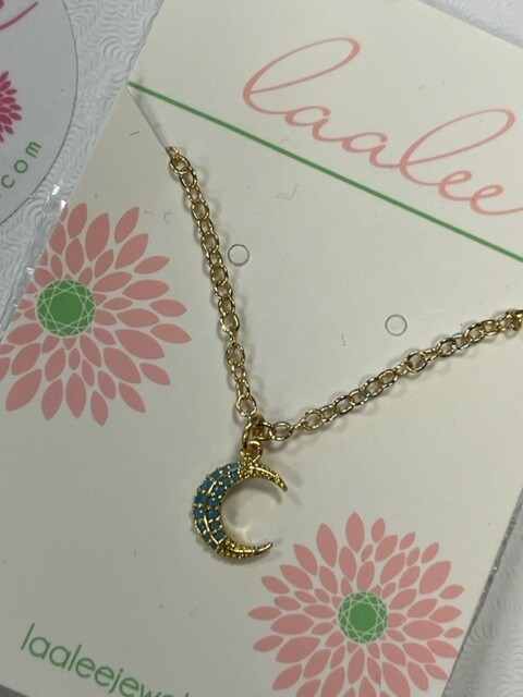 Laalee Turquoise Beaded Crescent Moon Necklace