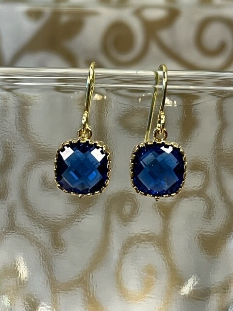 Laalee Dainty Earrings Cobalt Blue &amp; Gold
