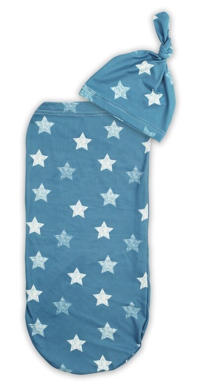 Newborn Cutie Cocoon Blue Stars Hat & Gown Set