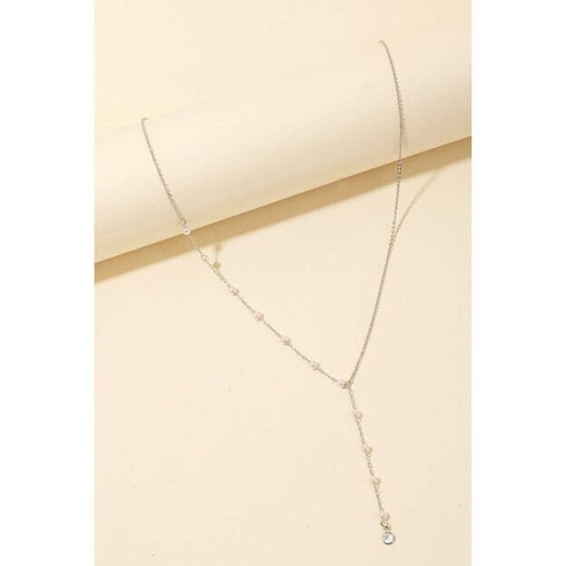 Silver & Pearl Lariat Necklace