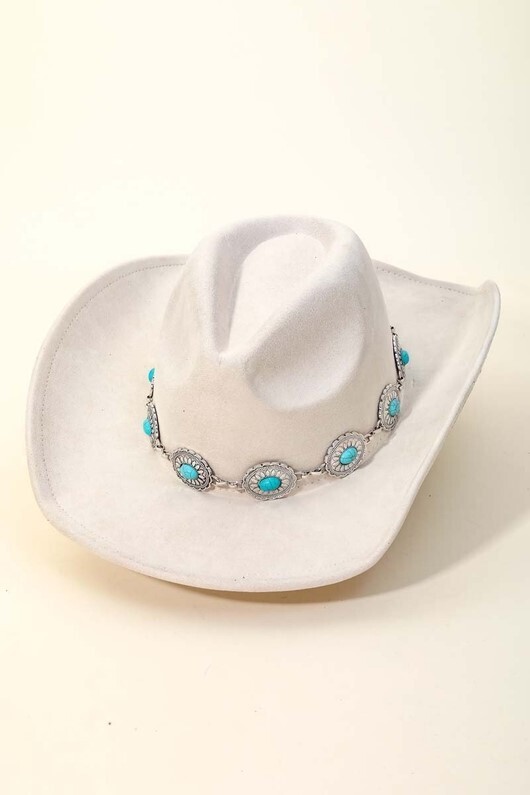 Ivory Cowboy Hat with Concho Band