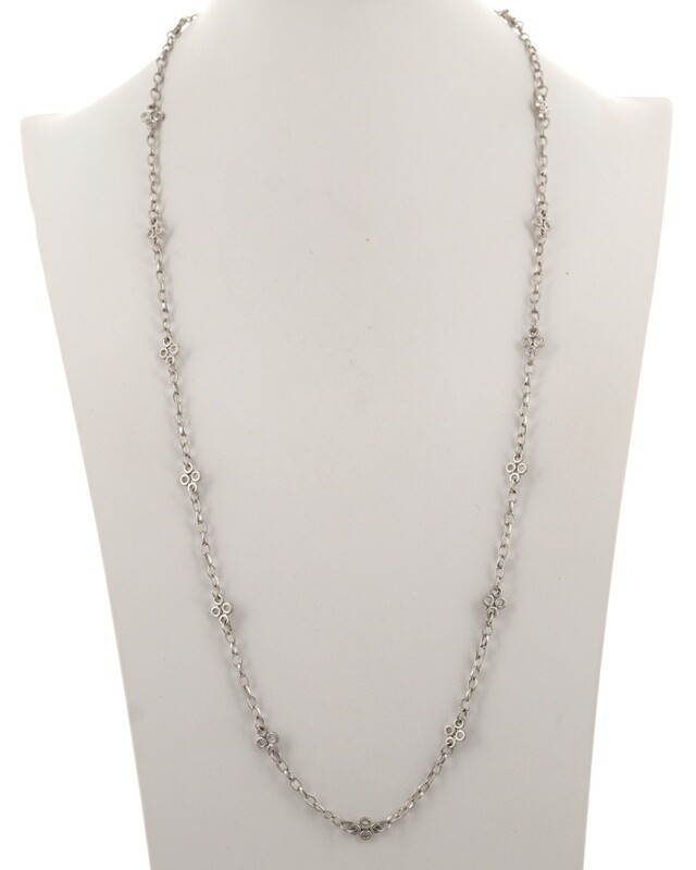 28" Long Silver Cross Station Chain Necklace