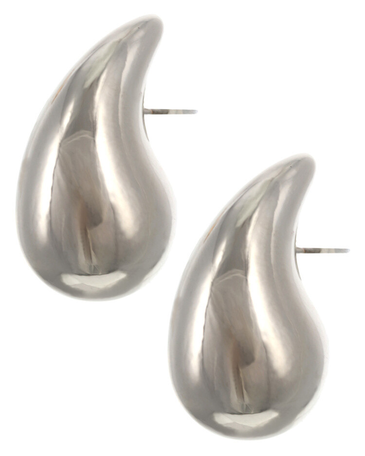 Silver Tear Drop Stud Earrings, Large