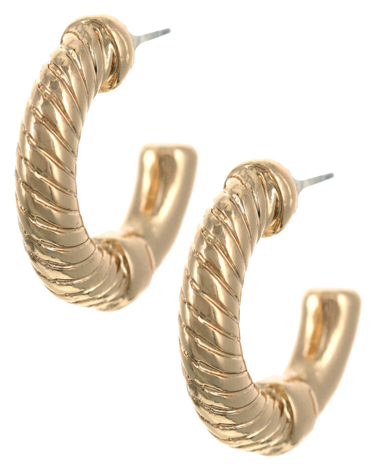 Textured Half-Hoop Gold Earrings