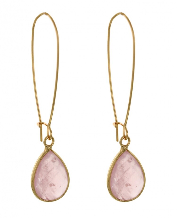 Pink Teardrop Latch Hoop Earrings