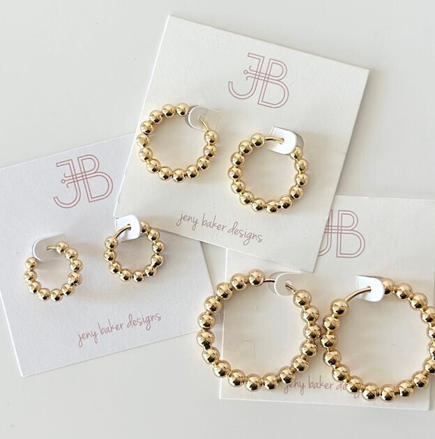 Gold Ball Huggie Earrings by JBD