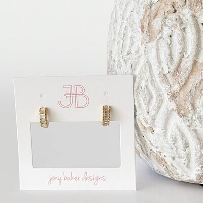 Clear Baguette Huggie Earrings by JBD