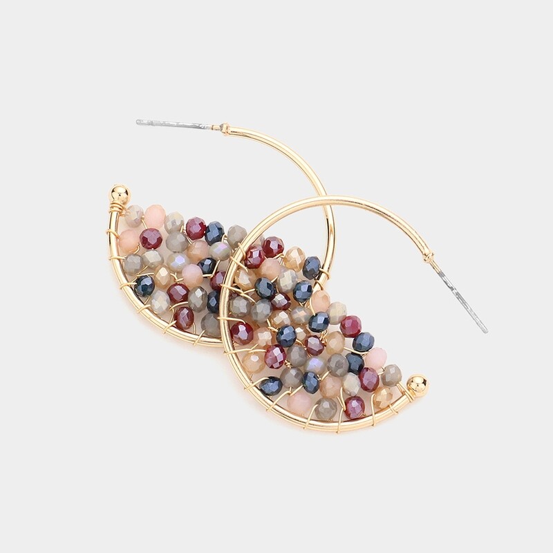 Beaded Multicolor Huggie Earrings
