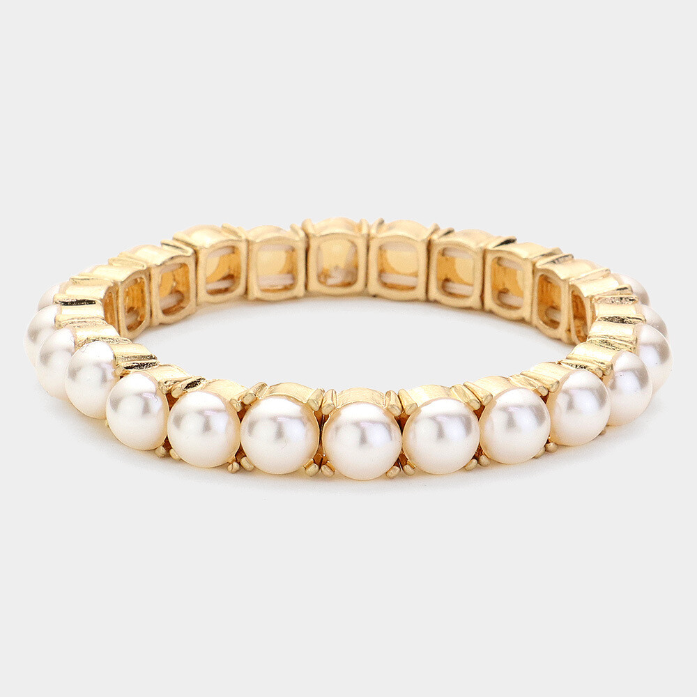 Pearl & Gold Stretch Bracelet