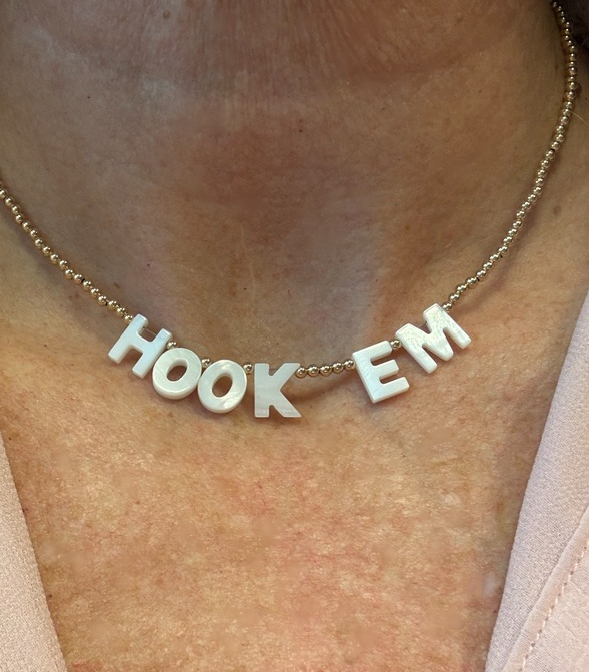 University of Texas HookEm Letter Necklace