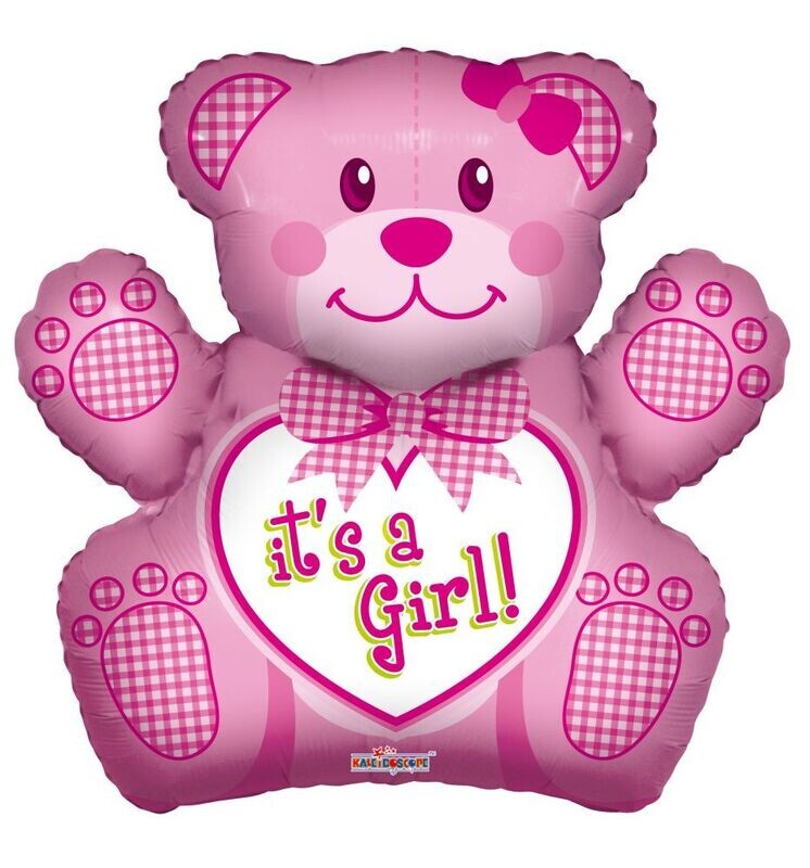 It's A Girl Bear Balloon Oversized 28"