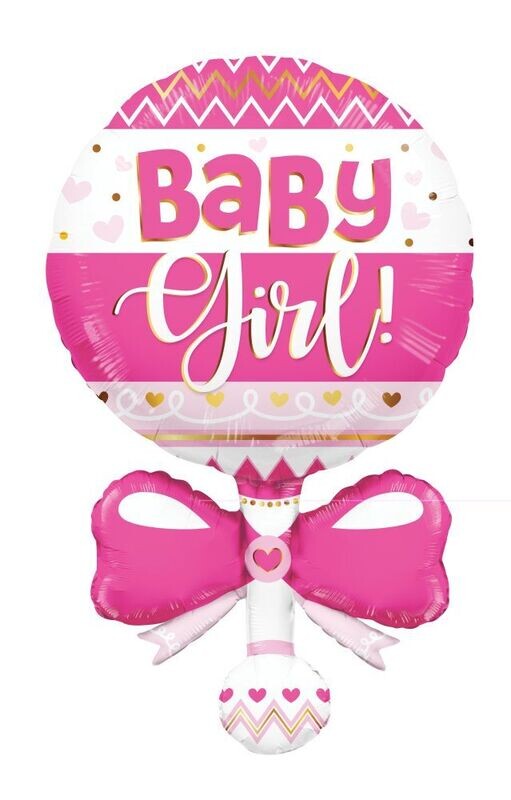 Baby Girl Rattle Balloon Jumbo 36"
