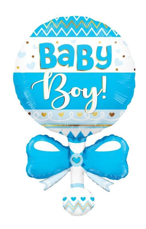 Baby Boy Rattle Balloon Jumbo 36"