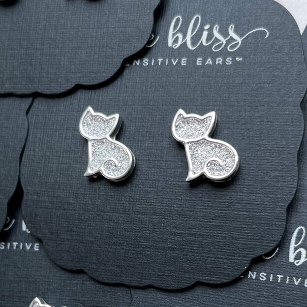 Dixie Bliss Silver Druzy Kitten Earrings