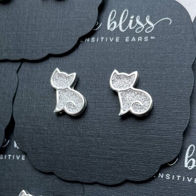 Dixie Bliss Silver Druzy Kitten Hypoallergenic Earrings