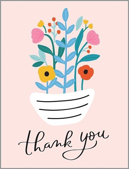 Thank You Greeting Card - Black and White Striped Pot