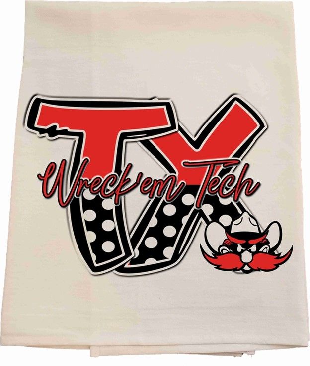 Texas Tech Wreck &#39;Em Tech Polka-Dotted Dish Towel