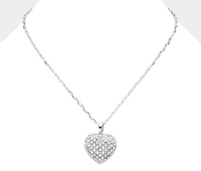 Pave Crystal Heart Pendant Necklace