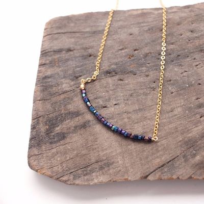 Charlotte Smile Beaded Bar Necklace