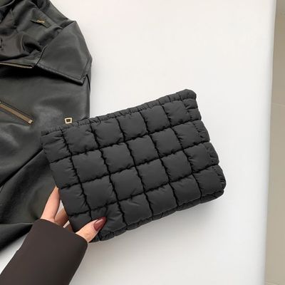 Quilted Puffy Cosmetic Bag in Black