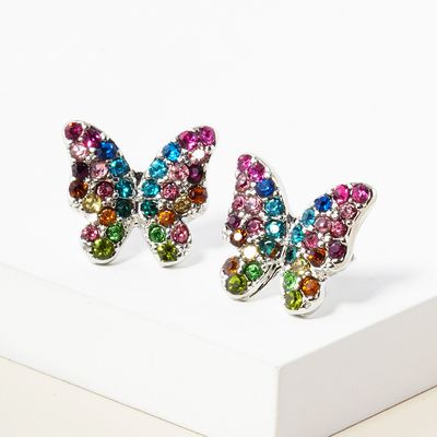 Pave Butterfly Stud Earrings