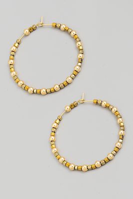 Gold Beaded Hoop Earrings