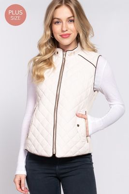 Quilted Vest in Ivory *Plus Size