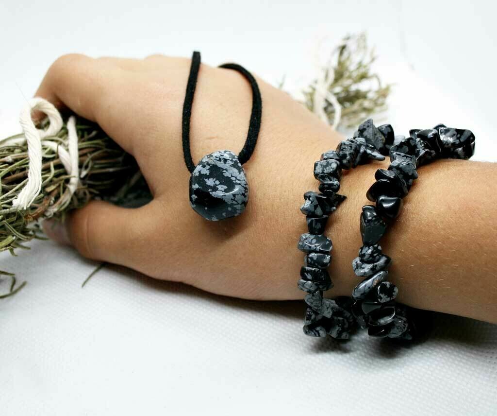 Pulsera chip de obsidiana nevada