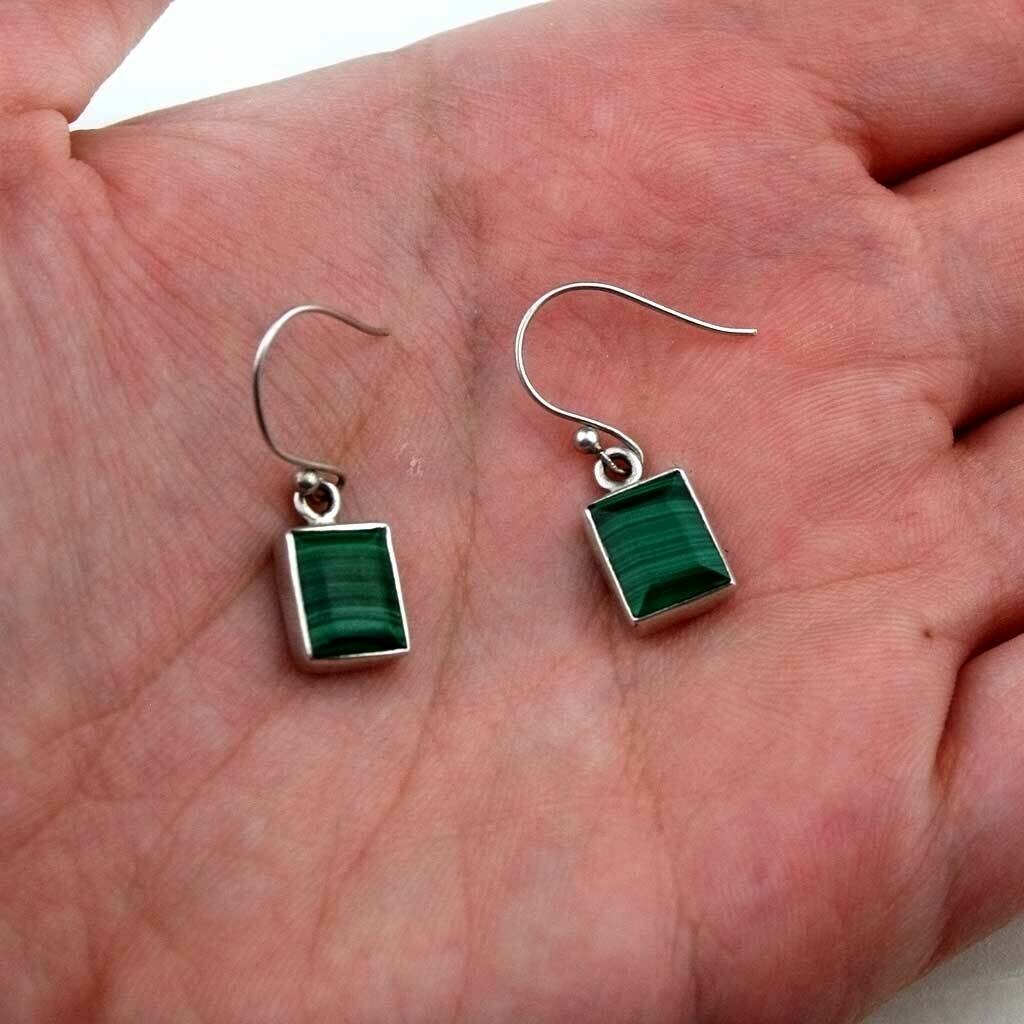 Pendientes de malaquita en plata de ley 925