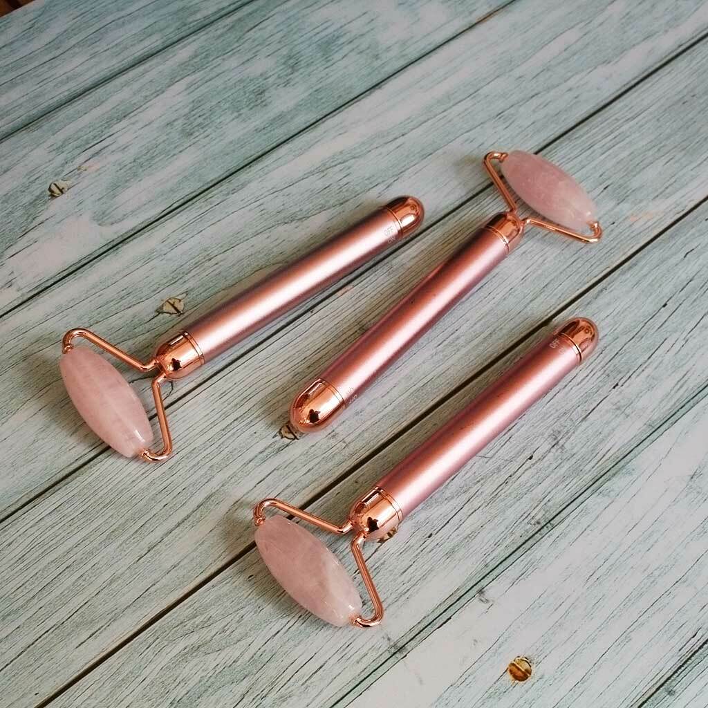 Masajeador iónico con vibración de Cuarzo Rosa