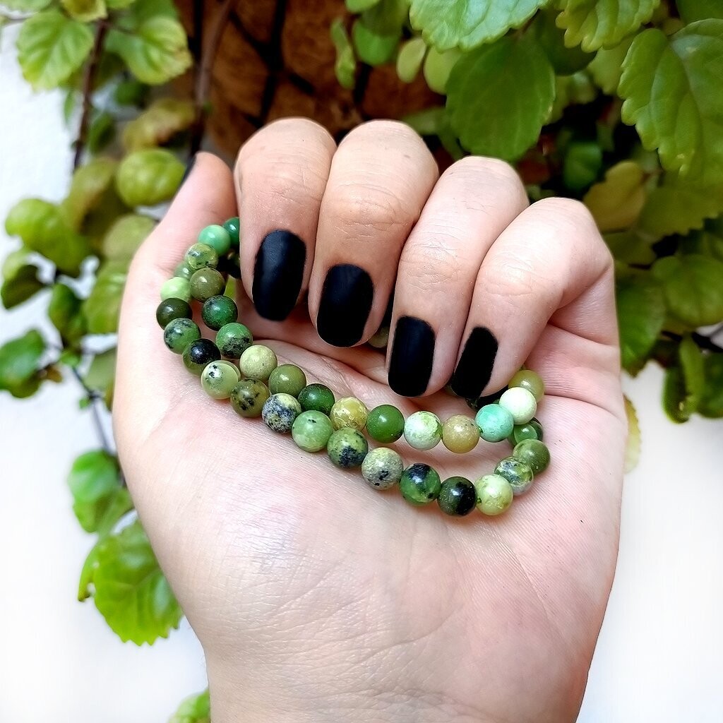 Pulsera de  ópalo verde 6mm