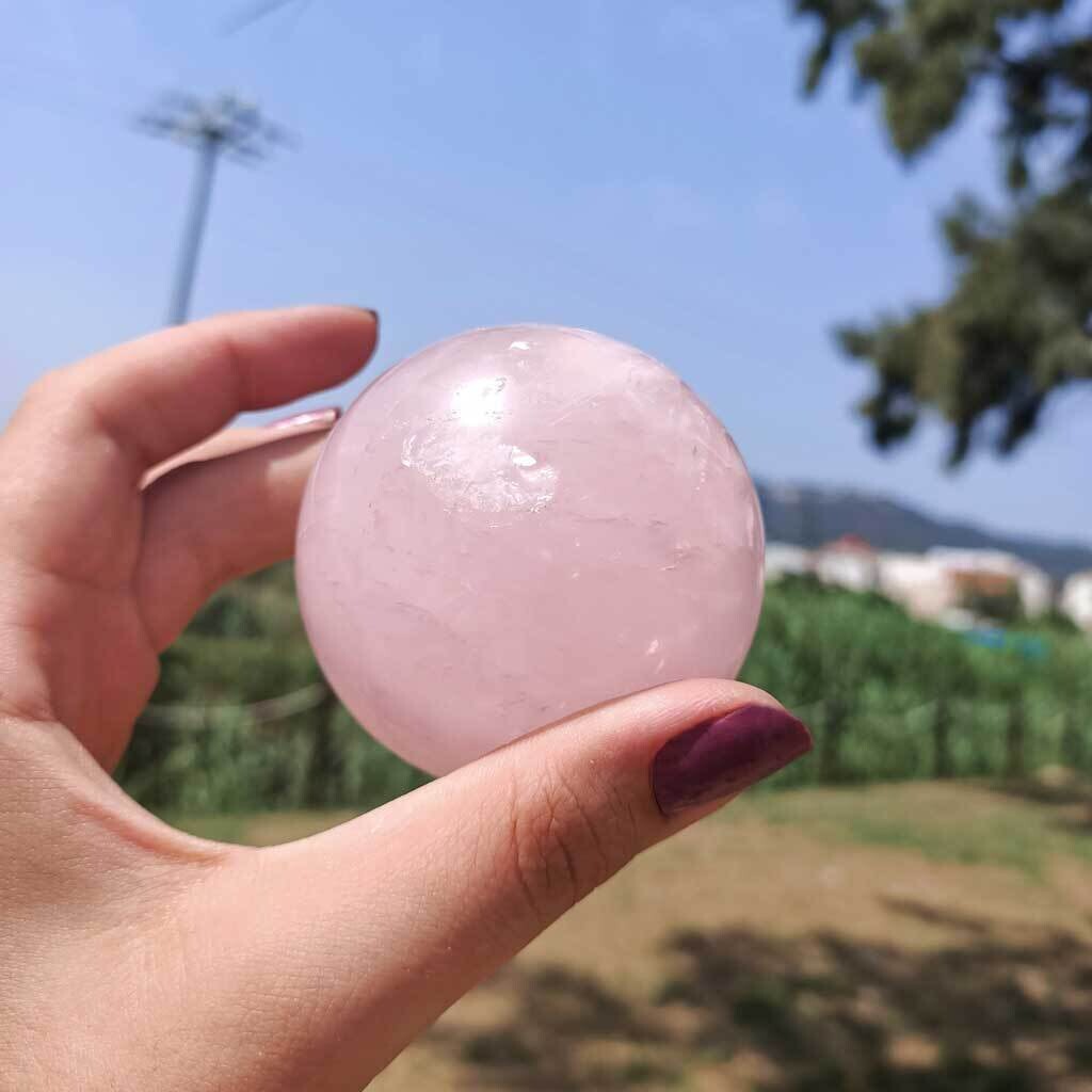 Esfera de cuarzo rosa extra