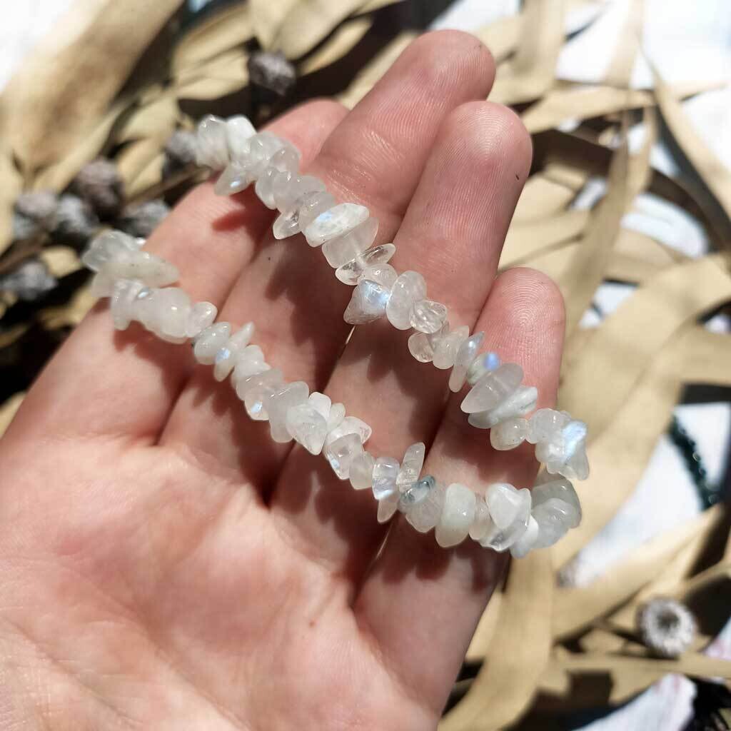 Pulsera elástica chip de Piedra Luna Pulsera elástica chip de Piedra Luna