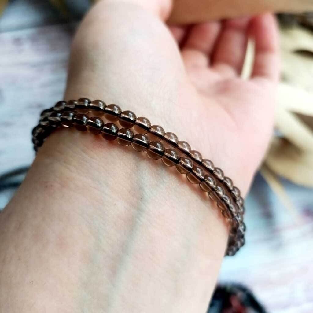 Pulsera de cuarzo ahumado extra 4mm