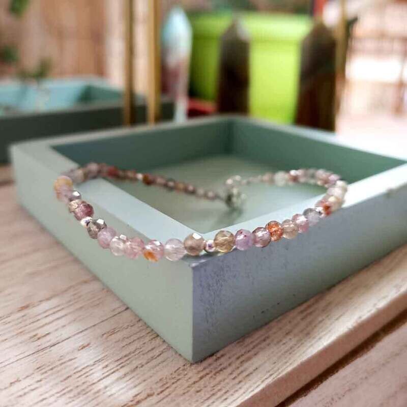 Pulsera tallada de auralita 23 extra en plata de ley 925