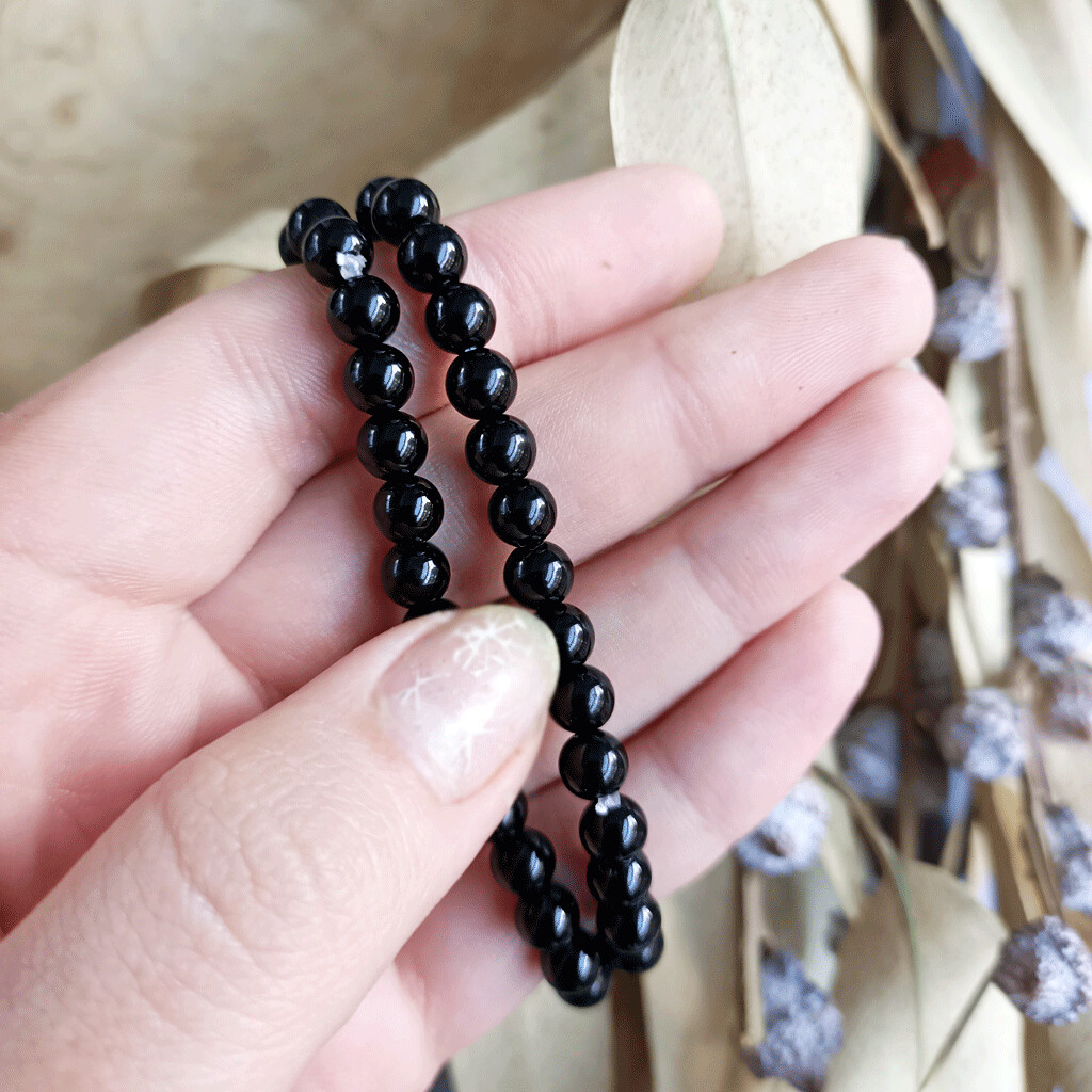 Pulsera de obsidiana negra 6mm