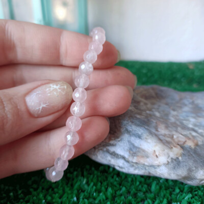 Pulsera  de cuarzo rosa 6mm