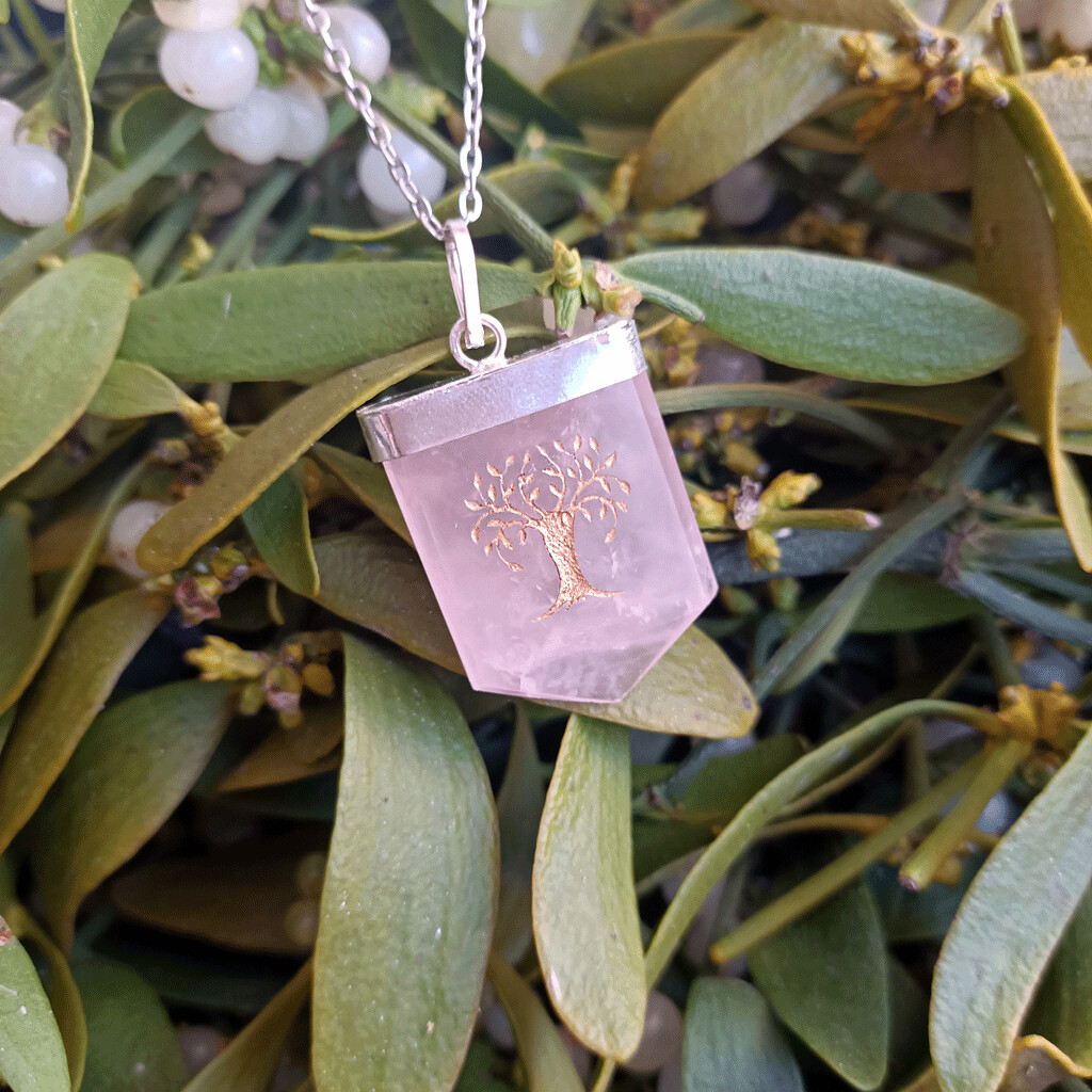 Colgante dor de Cuarzo Rosa