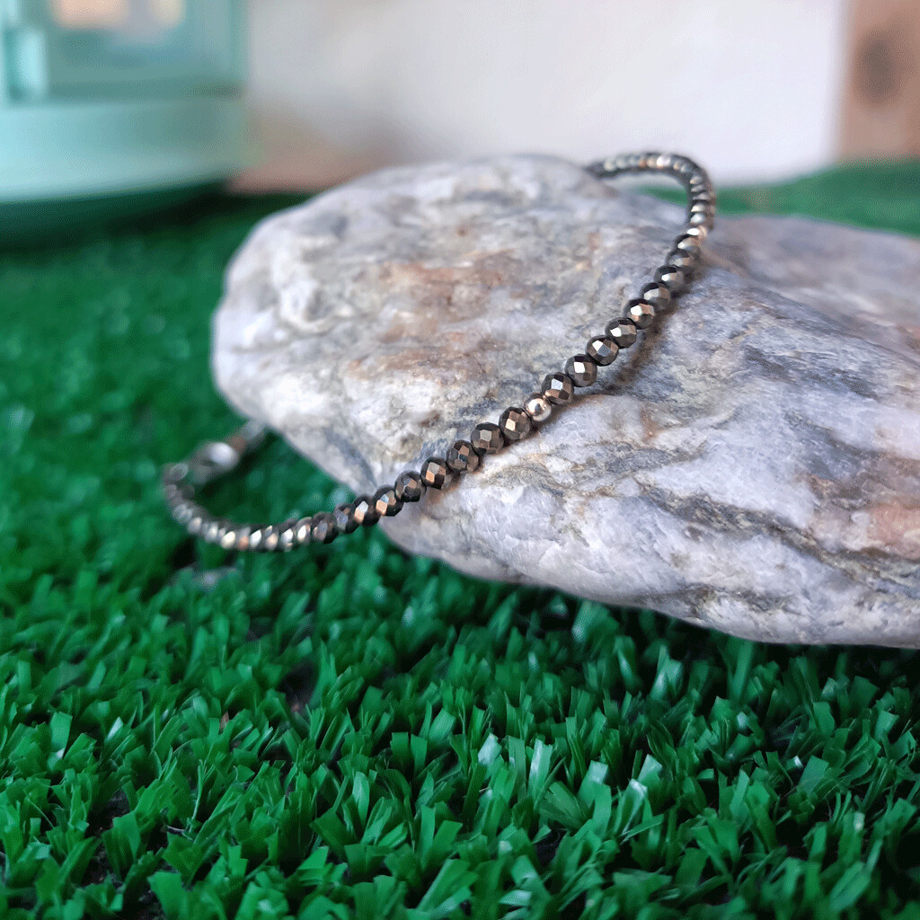 Pulsera de pirita 2mm extra facetada en plata de ley 925