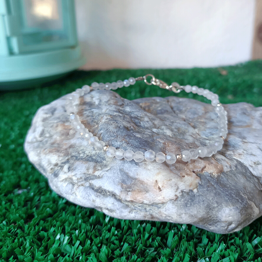 Pulsera de piedra luna extra en plata de ley 925