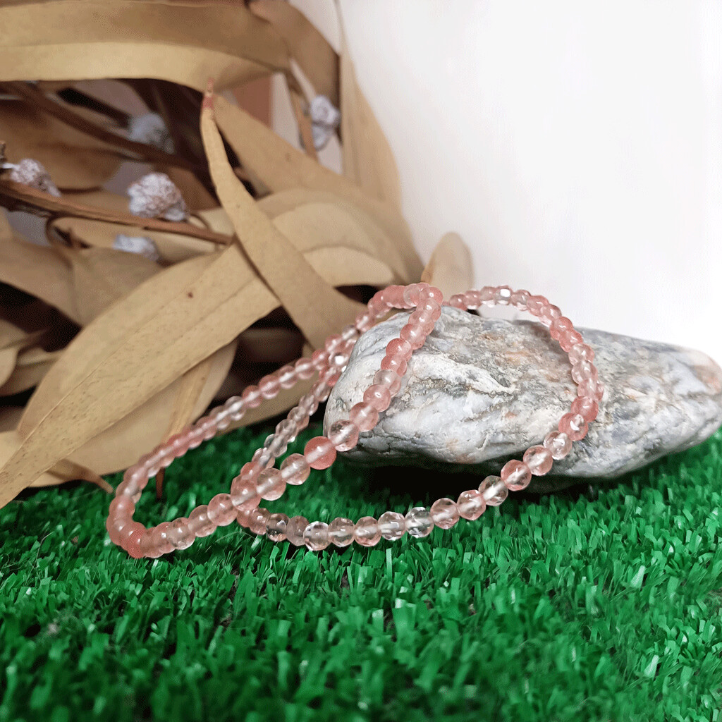 Pulsera de cuarzo fresa 4mm
