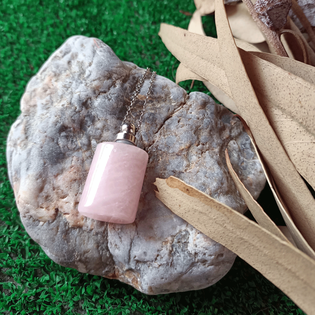 Colgante perfumero de Cuarzo Rosa