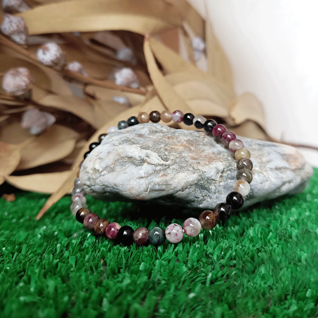 Pulsera de turmalina multicolor 5 mm