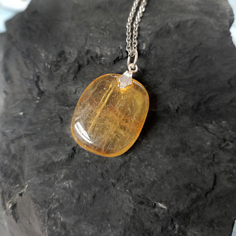 Colgante pragna de Calcita Amarilla cristalizada extra en plata de ley 925 Colgante pragna de Calcita Amarilla cristalizada extra en plata de ley 925