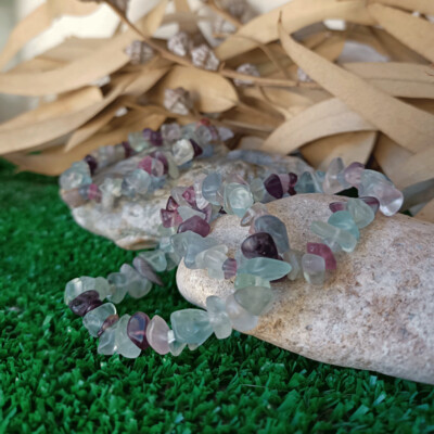 Pulsera chip de fluorita arcoíris