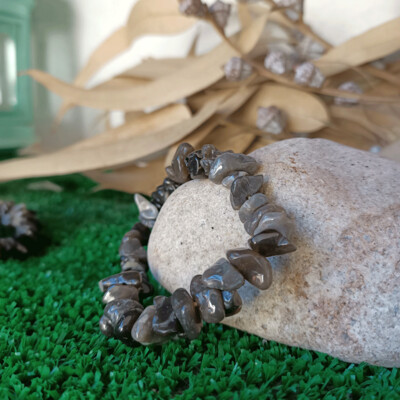 Pulsera chip de ágata gris