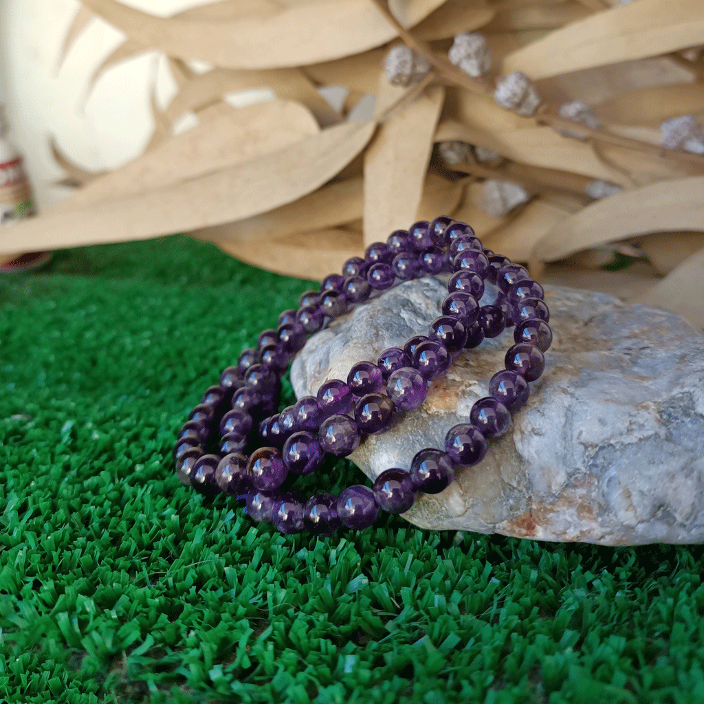Pulsera elástica de Amatista 6 mm.
