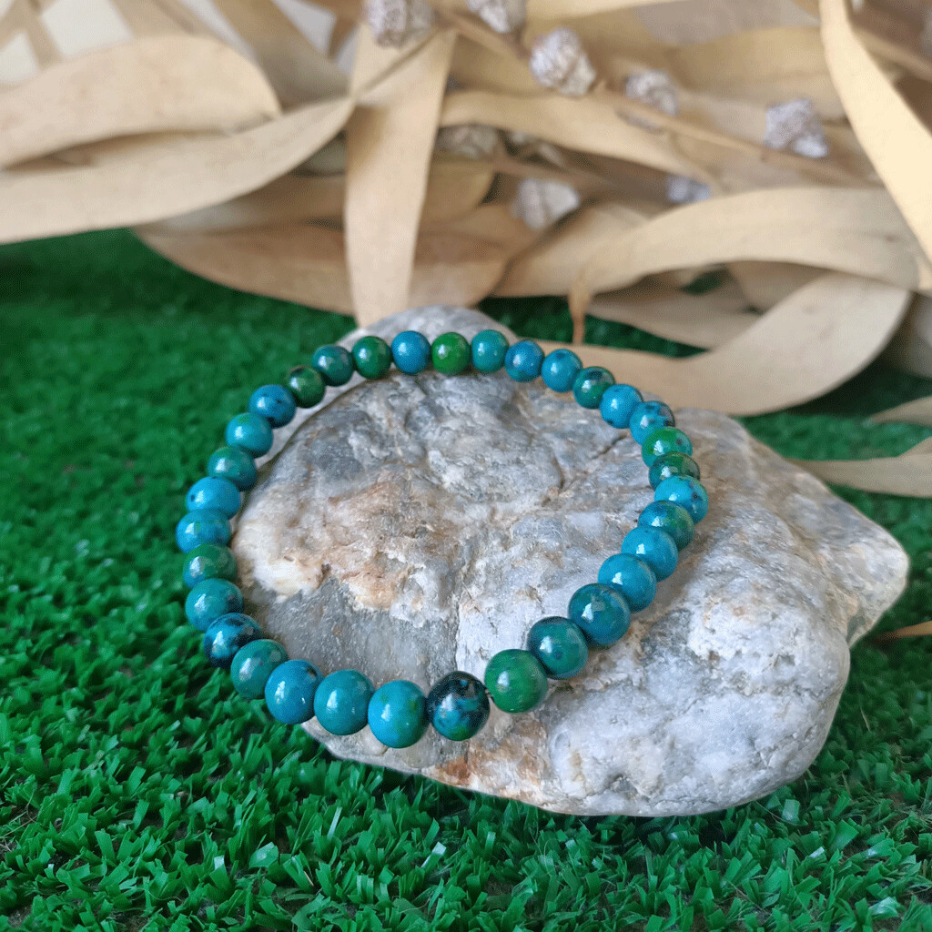 Pulsera elástica de Crisocola 6 mm. Pulsera elástica de Crisocola 6 mm.