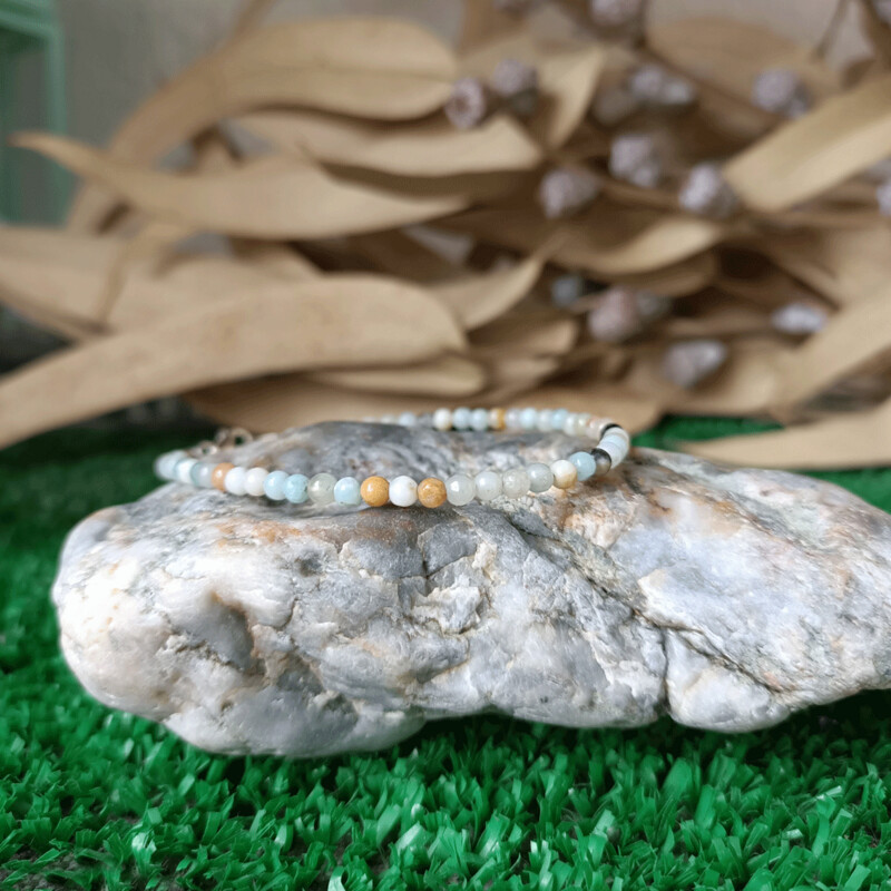 Pulsera de amazonita extra tallada en plata de ley 925 3mm