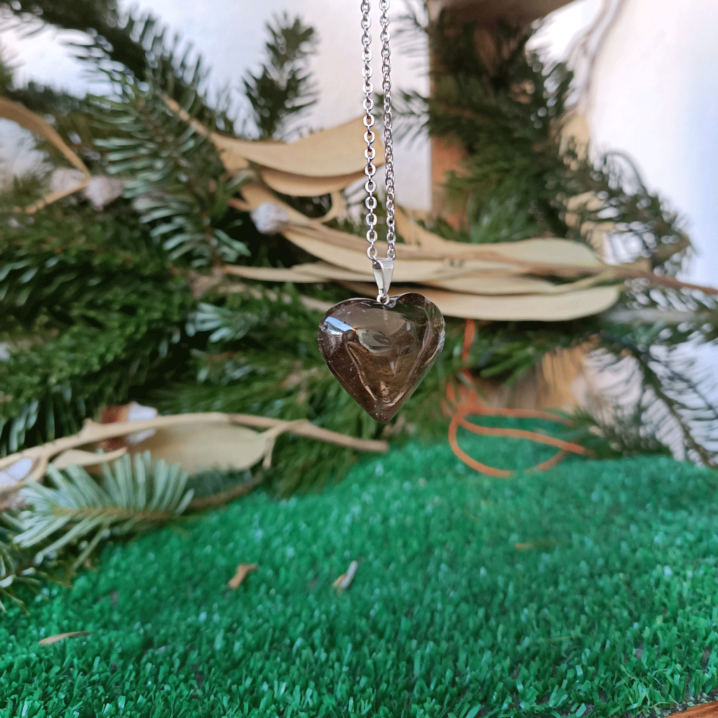 Colgante corazón de Cuarzo ahumado